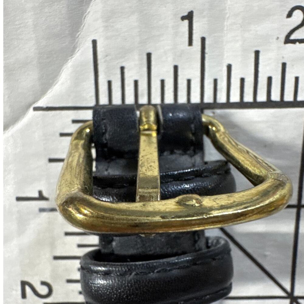 Vintage Black Leather Brass Buckle 1" Wide Dress Belt Men 36" - Picture 6 of 8